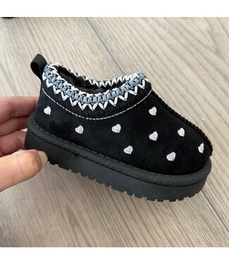 Furry Hartjes sliders - Zwart