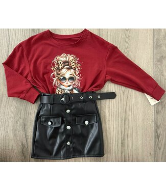 Leopard girly sweater - Bordeaux