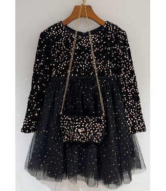 Glitter Tule Jurkje(met tasje) - Zwart (Verzenddatum 9 Okt)