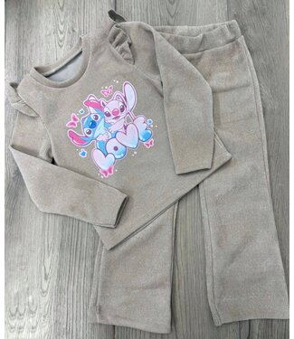 Stitch LOVE flared set - Beige