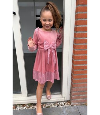 Draakjes en Boefjes Velvet Jurkje Met Sequins - Roze