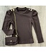 Button sparkle longsleeve met tasje - Marron