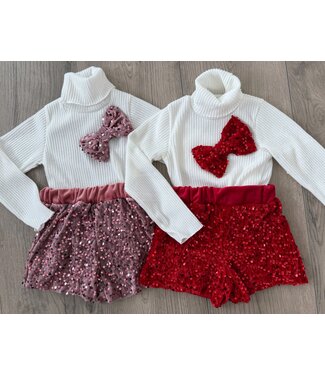 Glitter & Bow Set - Roze