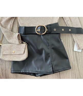 Leatherlook broekrokje - Zwart