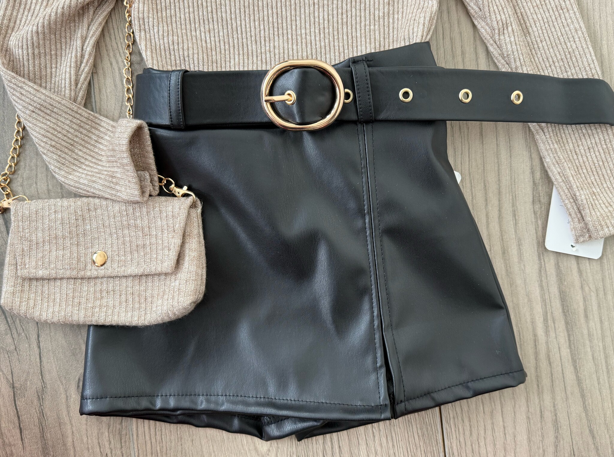 Leatherlook broekrokje - Zwart