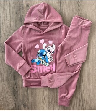 Stitch velvet set - Oud roze