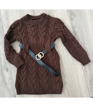 Kabel jurkje met riem - Marron