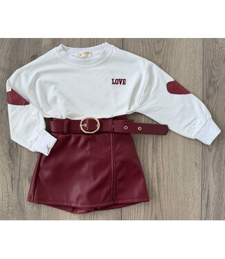Leatherlook broekrokje - Bordeaux