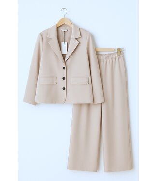 Blazer & Flared Pantalon - Beige