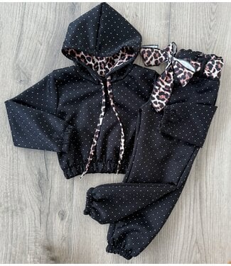 Sparkle Leopard Joggingset - Zwart