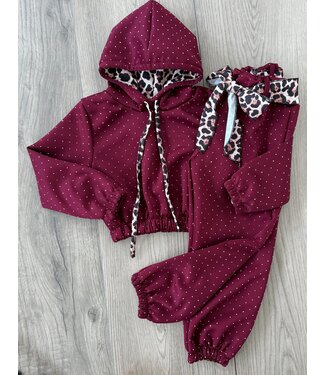 Sparkle Leopard Joggingset - Bordeaux