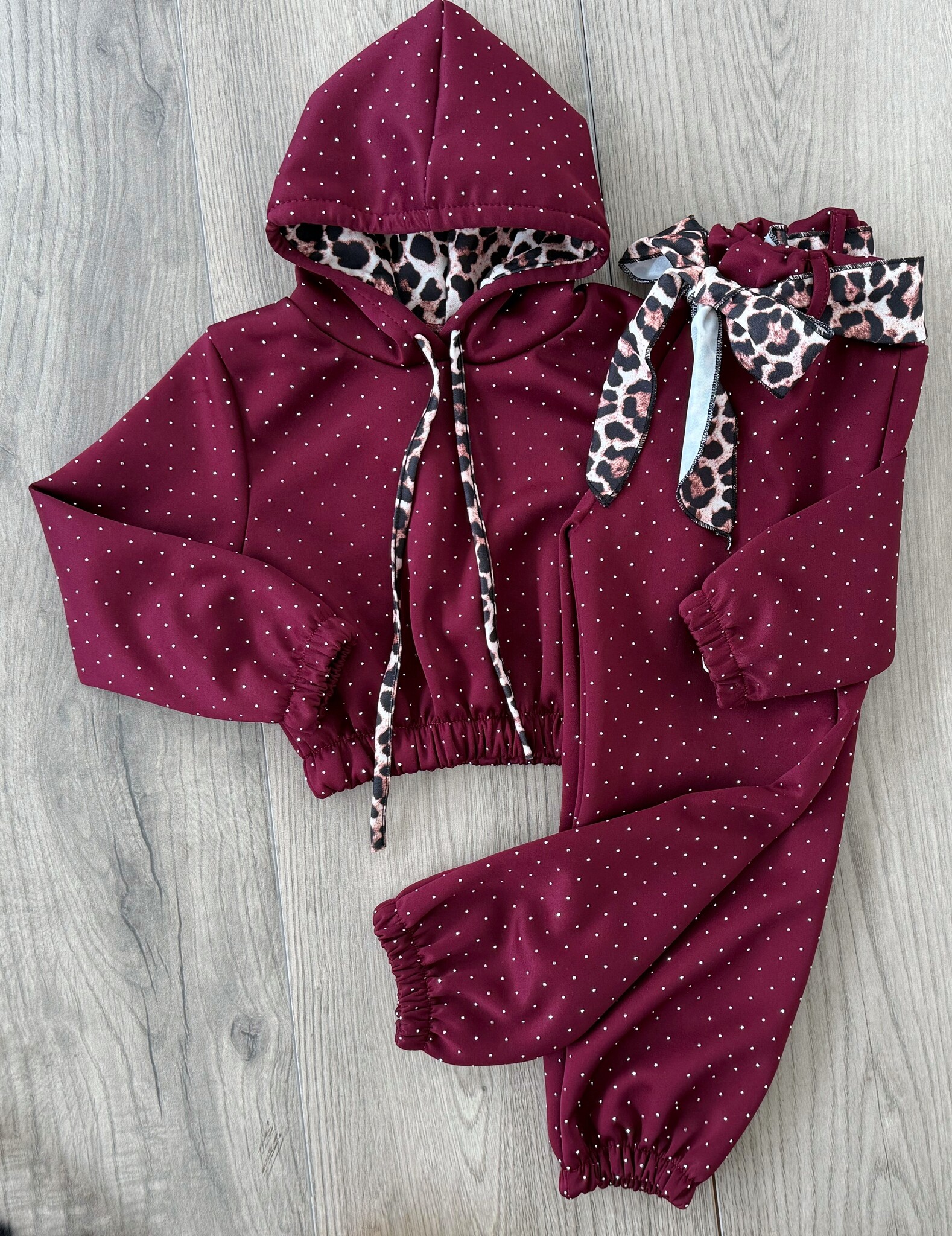 Sparkle Leopard Joggingset - Bordeaux