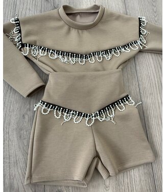 Pearls & Diamond Fringe Set - Camel