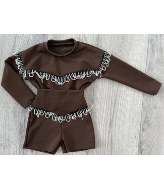 Pearls & Diamond Fringe Set - Marron