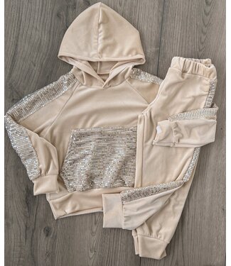 Velvet & Glitter Set - Beige