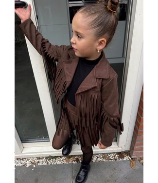 Fringe Suede Blazer Set - Marron