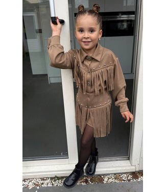 Fringe Suede Jacket Set  - Camel