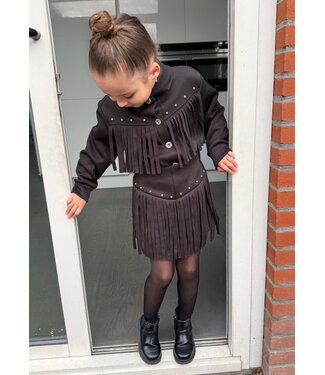 Fringe Suede Jacket Set  - Deep Brown