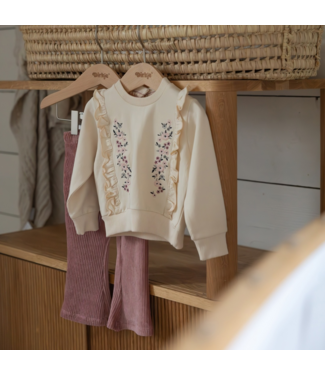 Dirkje  Ruffle & Flower Sweater - Off White