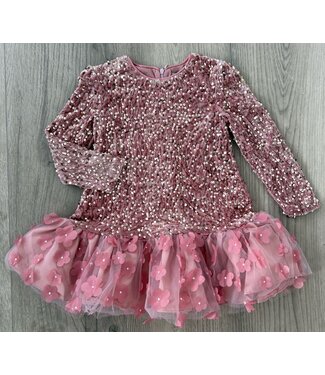 Glitter Bloemen Jurkje - Roze
