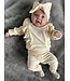 Draakjes en Boefjes Velvet ruffle set met haarband - Beige