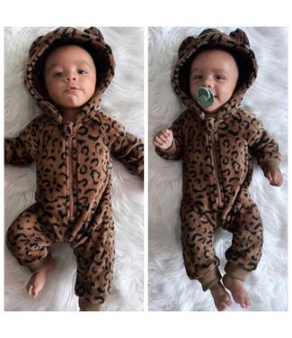 Fluffy onesie - Leopard Bruin (Unisex)