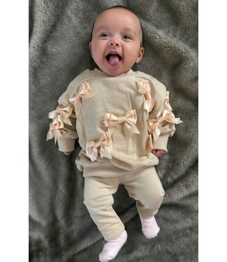 Joggingset met strikjes - Beige