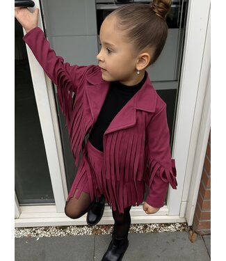 Fringe Suede Blazer Set - Magenta (Verzenddatum 10 nov)