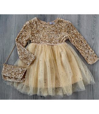Glitter Tule Jurkje(met tasje) - Goud (Verzenddatum 10 nov)