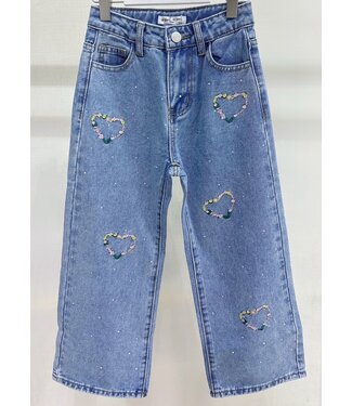 Denim Jeans Blauw - Hartjes  (Verzenddatum 10 nov)