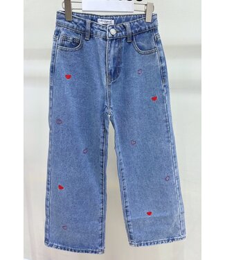 Denim Jeans Blauw - Little Hearts  (Verzenddatum 10 nov)