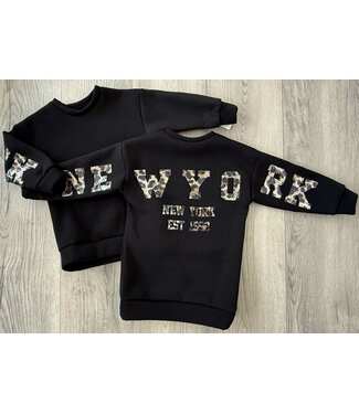 Hoodie Dress - New York Zwart