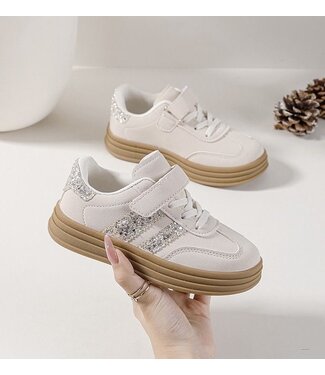 Glitter Stripe sneakers met klittenband (Verzenddatum 10 nov)