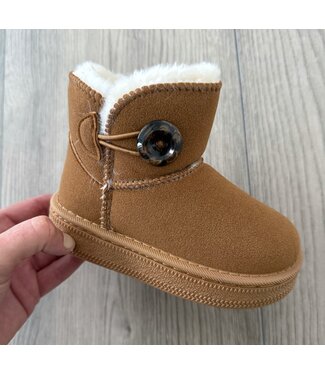 Button Fur Boots - Camel