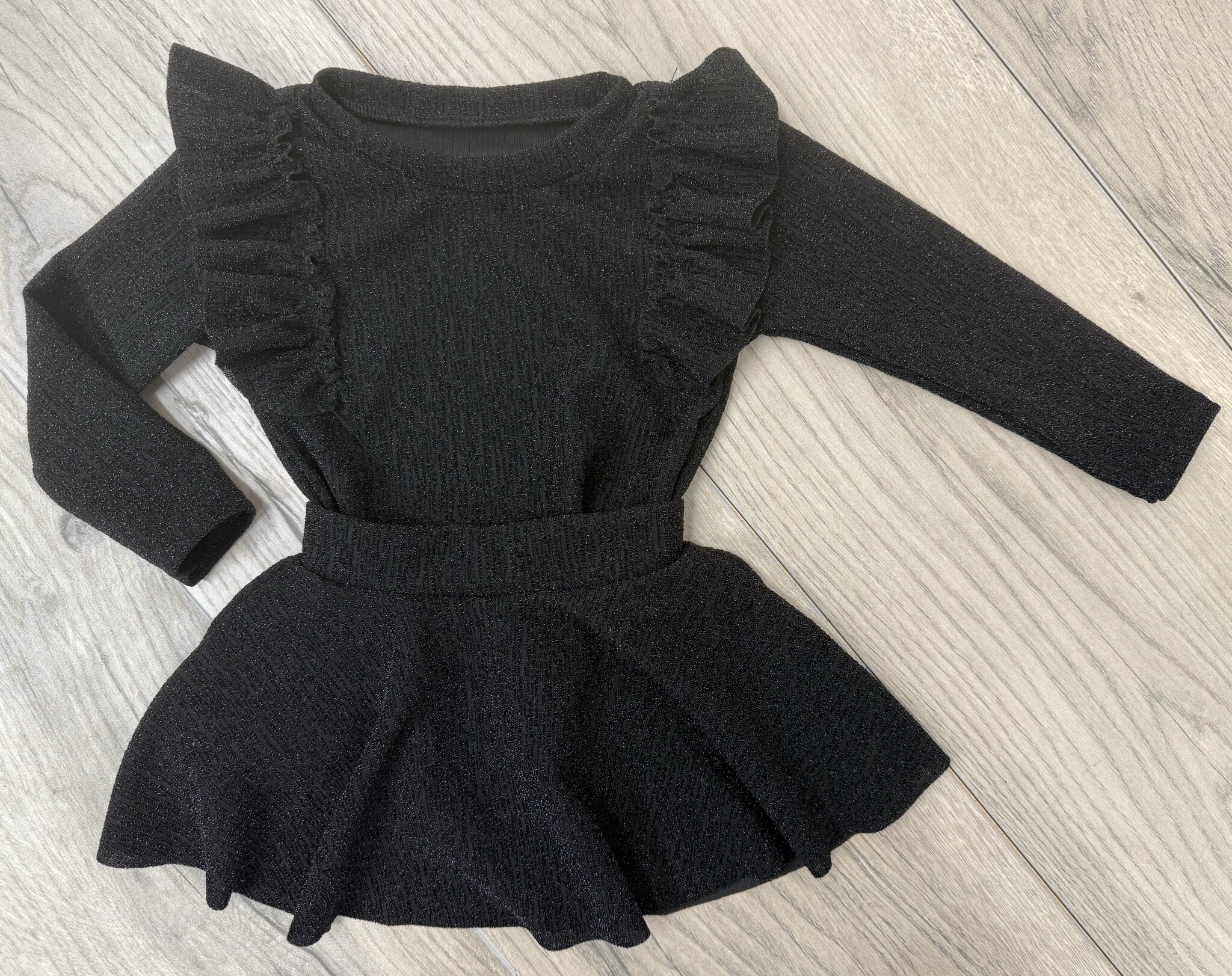 Sparkle frou frou longsleeve - Zwart •