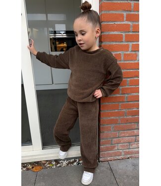 Rib Flared Jogging Set - Marron