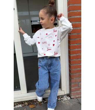 Denim Jeans Blauw - Little Hearts(Verzenddatum 6 jan)