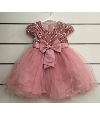 Glitter Jurkje met grote strik - Roze