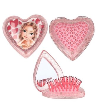 TOPModel TOPModel – Hartvormige Klapborstel met Spiegel (Uitschuifbare Pop-up Brush)