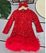 Big glitter dress (Met haarband) - Rood