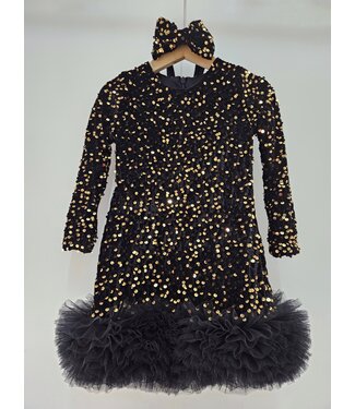 Big glitter dress (Met haarband) - Zwart