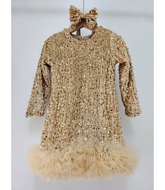 Big glitter dress (Met haarband) - Goud