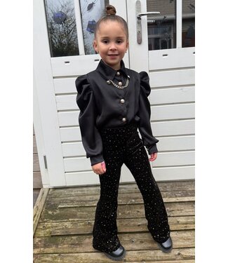 Draakjes en Boefjes Sparkle Velvet Flared Broek - Zwart