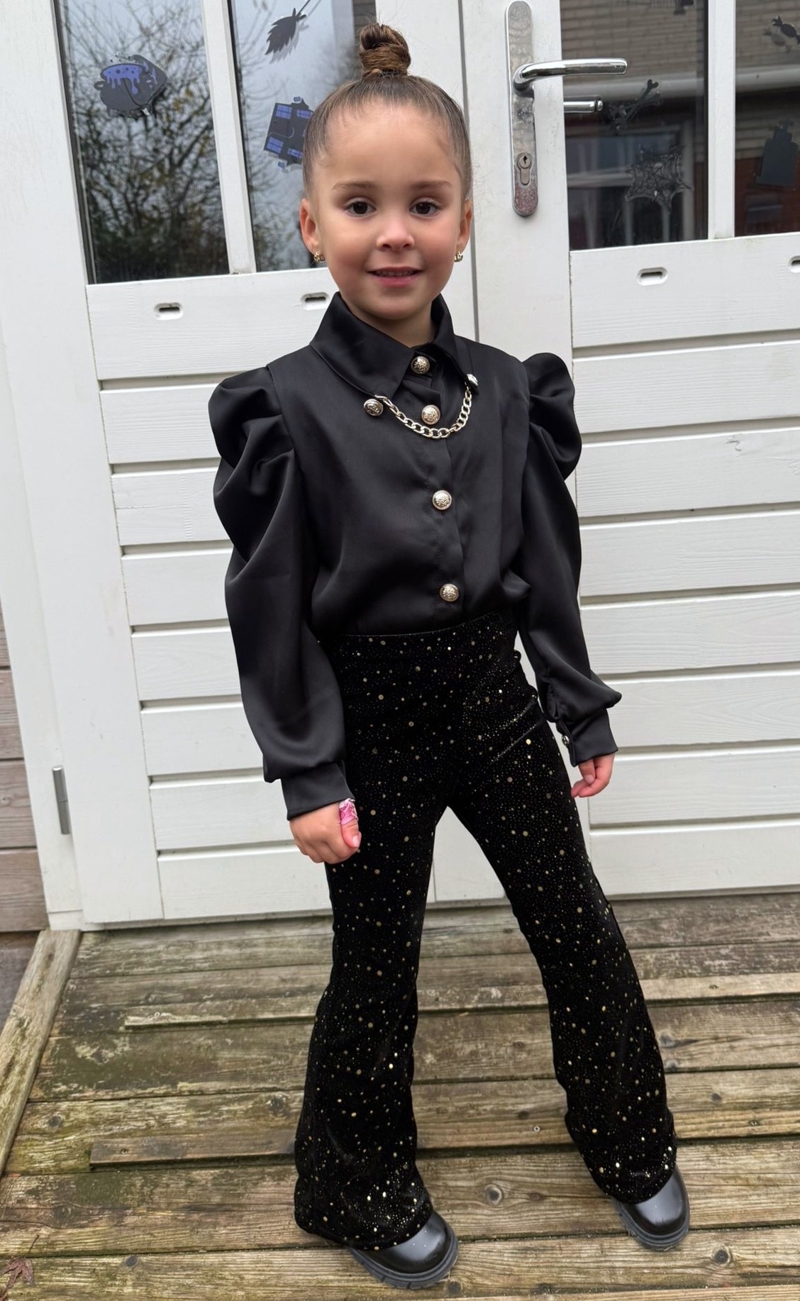 Sparkle Velvet Flared Broek - Zwart