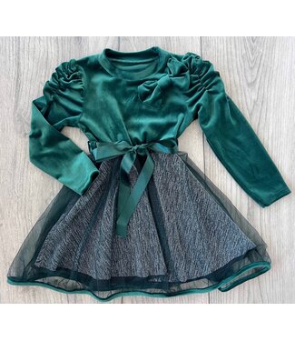 Christmas velvet dress - DK. Groen