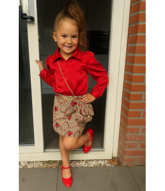 Satin blouse & skirt set (Met tasje)