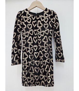 Glitter Velvet hartjes jurk - Goud