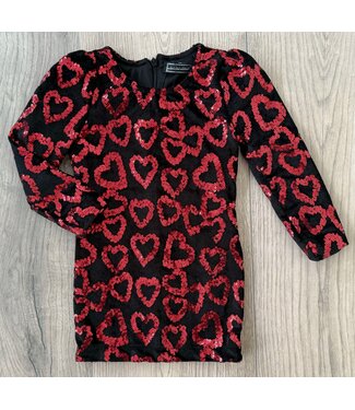 Glitter Velvet hartjes jurk - Rood