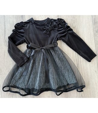 Christmas velvet dress - Zwart