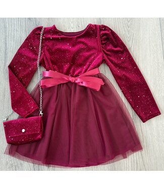 Spark Dress (Met Tasje) - Bordeaux